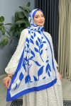 Elva Desenli Ipek Şal - Saks Mavısı Elva Desenli Ipek Şal - Saks Mavısı