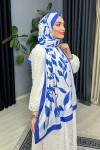 Elva Desenli Ipek Şal - Saks Mavısı Elva Desenli Ipek Şal - Saks Mavısı