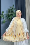 Elva Desenli Ipek Şal - Sari Elva Desenli Ipek Şal - Sari