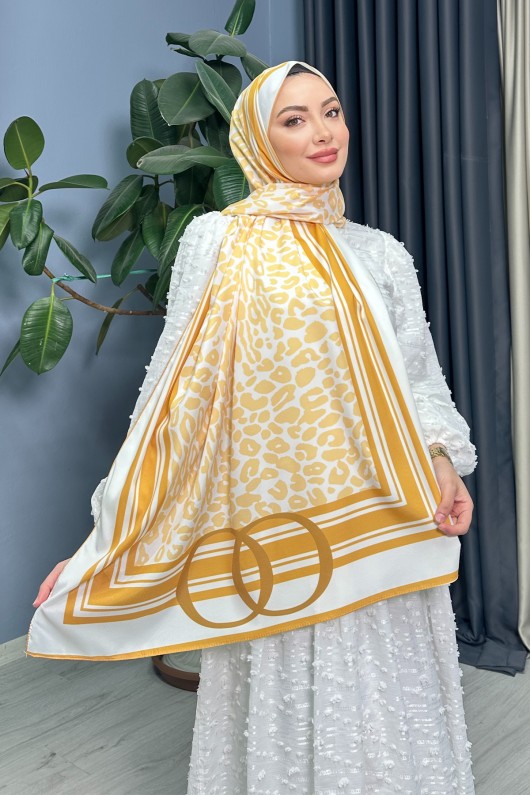 Leopar Ipek Şal - Oranj Leopar Ipek Şal - Oranj