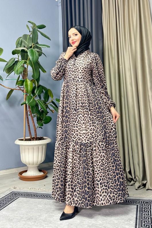 Leopar Desenli Elbise - Siyah Leopar Desenli Elbise - Siyah