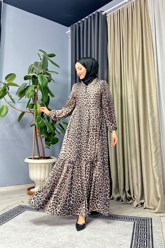 Leopar Desenli Elbise - Siyah Leopar Desenli Elbise - Siyah