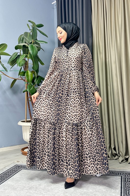 Leopar Desenli Elbise - Siyah Leopar Desenli Elbise - Siyah