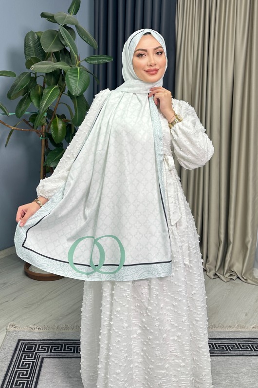 Riva Desenli Ipek Şal - Yeşil Riva Desenli Ipek Şal - Yeşil
