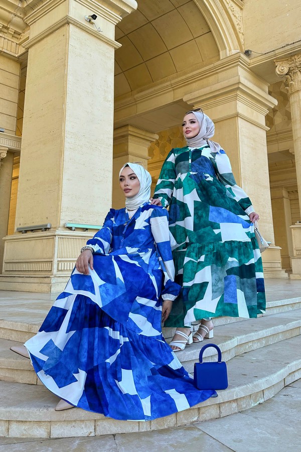 Alya Desenli Elbise - Mavi Alya Desenli Elbise - Mavi