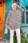 Zebra Desen Tesettür Tunik - Si̇yah Zebra Desen Tesettür Tunik - Si̇yah