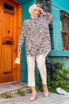 Zebra Desen Tesettür Tunik - Si̇yah Zebra Desen Tesettür Tunik - Si̇yah