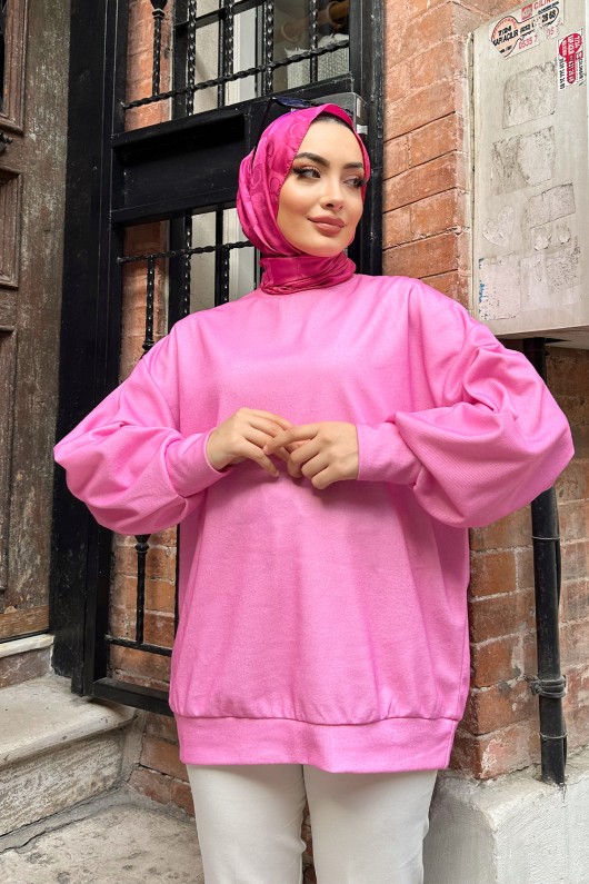 Pars Desen Triko Tunik - Pembe