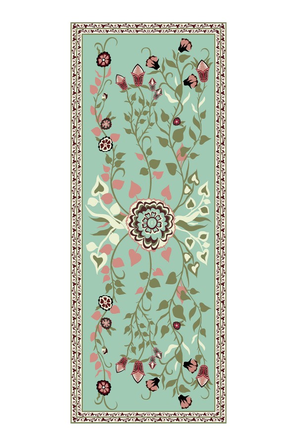 Alora Desenli Ipek Şal - Mint