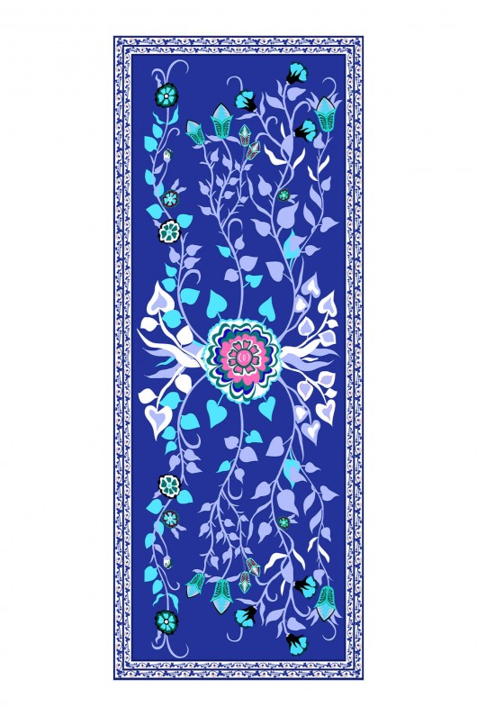 Alora Desenli Ipek Şal - Saks Mavısı
