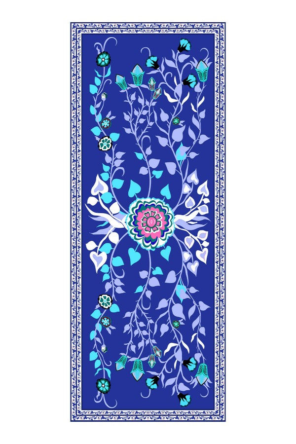 Alora Desenli Ipek Şal - Saks Mavısı