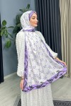 Defne Desenli Ipek Şal - Lila Defne Desenli Ipek Şal - Lila