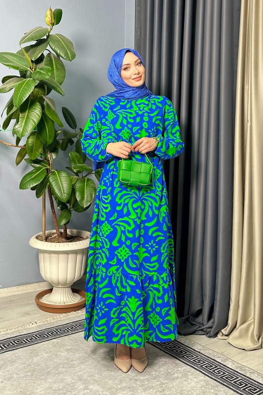 Alona Desenli Elbise - Mavi Alona Desenli Elbise - Mavi