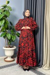 Alona Desenli Elbise - Kirmizi Alona Desenli Elbise - Kirmizi