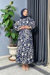 Alona Desenli Elbise - Lacivert Alona Desenli Elbise - Lacivert