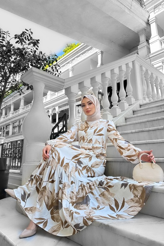 Rüya Desenli Elbise - Bej Rüya Desenli Elbise - Bej
