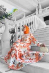 Rüya Desenli Elbise - Turuncu Rüya Desenli Elbise - Turuncu