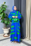 Velsa Desenli Elbise - Mavi Velsa Desenli Elbise - Mavi