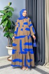 Velsa Desenli Elbise - Lacivert