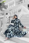 Yonca Desenli Elbise - Siyah Yonca Desenli Elbise - Siyah