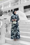 Yonca Desenli Elbise - Siyah Yonca Desenli Elbise - Siyah