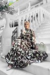 Yonca Desenli Elbise - Kahverengi Yonca Desenli Elbise - Kahverengi
