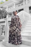 Yonca Desenli Elbise - Kahverengi Yonca Desenli Elbise - Kahverengi