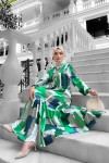 Lena Desenli Viskon Elbise Yeşil Lena Desenli Viskon Elbise Yeşil