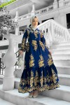Sultan Desenli Viskon Elbise Lacivert Sultan Desenli Viskon Elbise Lacivert