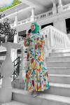 Yaprak Desen Krep Elbise - Turuncu Yaprak Desen Krep Elbise - Turuncu