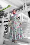 Nazlı Desenli Krep Elbise - Pudra Nazlı Desenli Krep Elbise - Pudra