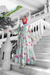 Nazlı Desenli Krep Elbise - Pudra Nazlı Desenli Krep Elbise - Pudra