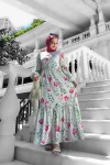Nazlı Desenli Krep Elbise - Pudra Nazlı Desenli Krep Elbise - Pudra